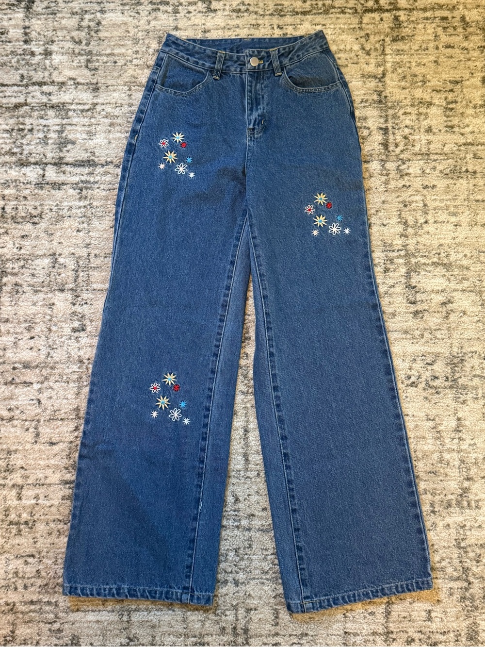 Le Lis Embroidered Floral Wide-Leg Women's Jeans | XS